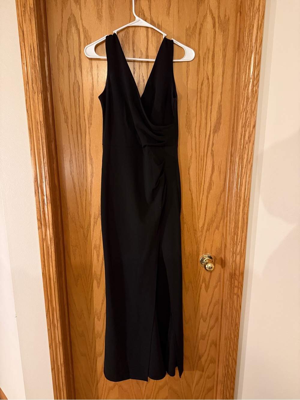 Classic Black Sleeveless Midi Dress with V-Neck